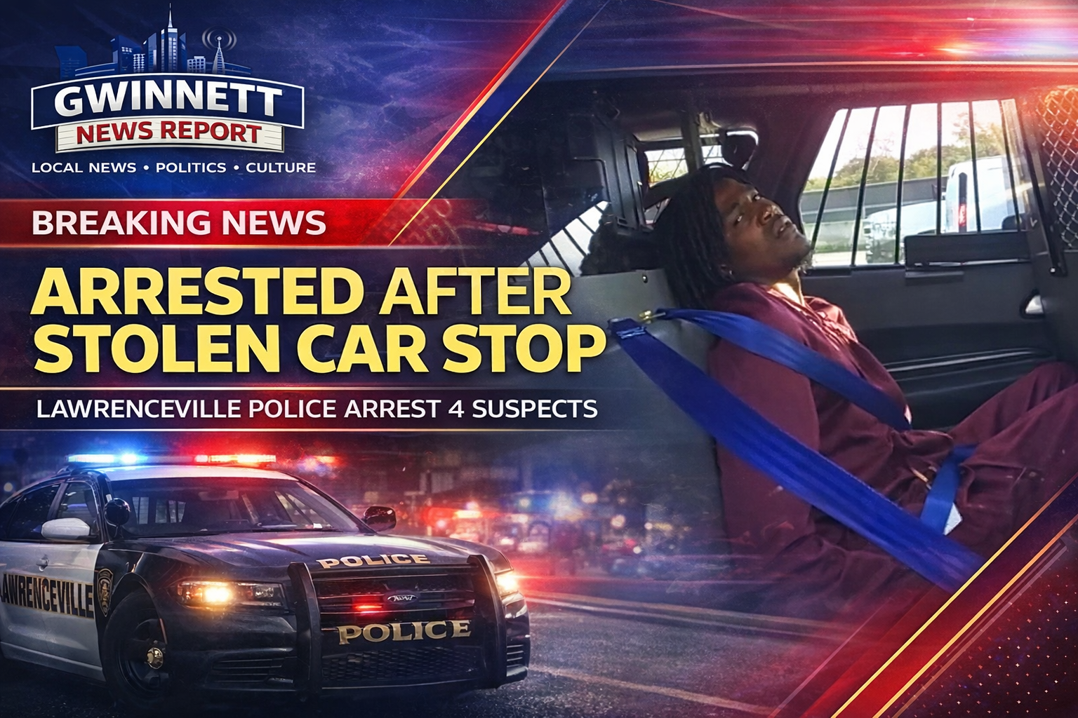 Four Arrested in Lawrenceville: Police Intercept Stolen Vehicle